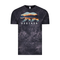 Cloud Black Montana Bear with Glacier National Park Lake Image Souvenir Vintage Tee - trangStudio