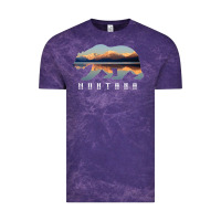 Cloud Purple Montana Bear with Glacier National Park Lake Image Souvenir Vintage Tee - trangStudio