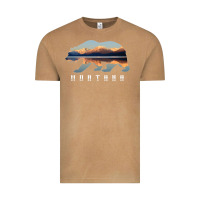 Vintage Camel Montana Bear with Glacier National Park Lake Image Souvenir Vintage Tee - trangStudio