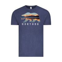Vintage Denim Montana Bear with Glacier National Park Lake Image Souvenir Vintage Tee - trangStudio
