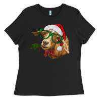 Black christmas goat Ladies Tee - RanaPortraitStore