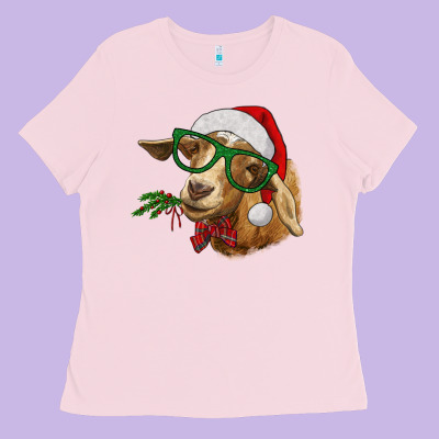 Christmas Goat Ladies Tee Designed By Ranaportraitstore