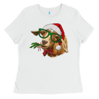 White christmas goat Ladies Tee - RanaPortraitStore