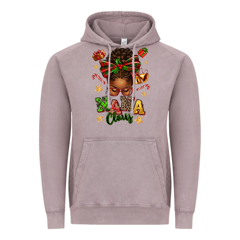 Nana Claus Afro Messy Bun Vintage Hoodie by texasbilliewilder | Teevron