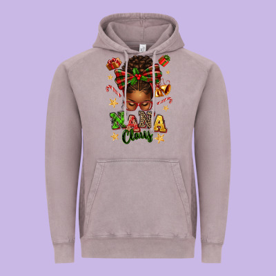 Nana Claus Afro Messy Bun Vintage Hoodie Designed By Texasbilliewilder