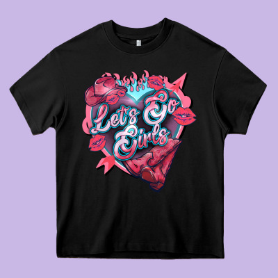 Lets Go Girls Pink Heavy Core Tee Designed By Nancycooperartshop