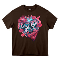 Chocolate Brown lets go girls pink Heavy Core Tee - NancyCooperArtShop