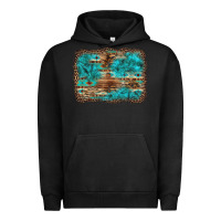 Pigment Black western turquoise stone aztec tiger pattern background Urban Hoodie - Artiststas