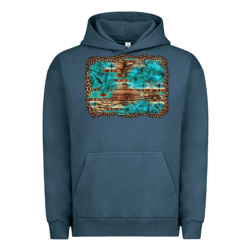 Western Turquoise Stone Aztec Tiger Pattern Background Urban Hoodie by Artiststas | Teevron