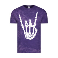 Cloud Purple halloween skeleton hand horns rock n roll music lover tank top Vintage Tee - trangStudio