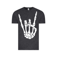 Vintage Black halloween skeleton hand horns rock n roll music lover tank top Vintage Tee - trangStudio