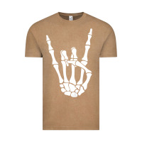Vintage Coffee halloween skeleton hand horns rock n roll music lover tank top Vintage Tee - trangStudio