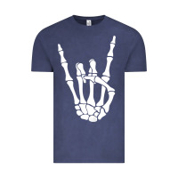 Vintage Denim halloween skeleton hand horns rock n roll music lover tank top Vintage Tee - trangStudio