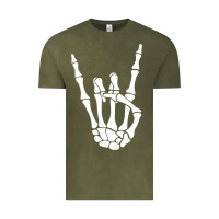 Halloween Skeleton Hand Horns Rock N Roll Music Lover Tank Top Vintage Tee | Teevron