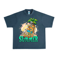 Midnight Navy Hello summer skeleton Urban Heavy Tee - NancyCooperArtShop