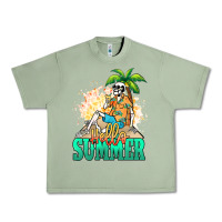 Oil Green Hello summer skeleton Urban Heavy Tee - NancyCooperArtShop