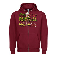 Burgundy eat sleep football repeat Zipper Hoodie - BundleAndBundleShop