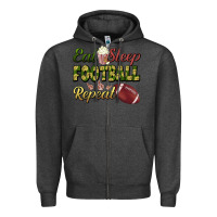 Charcoal Heather eat sleep football repeat Zipper Hoodie - BundleAndBundleShop