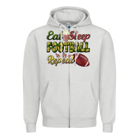 Dove Grey eat sleep football repeat Zipper Hoodie - BundleAndBundleShop