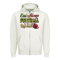 Oatmeal Heather eat sleep football repeat Zipper Hoodie - BundleAndBundleShop