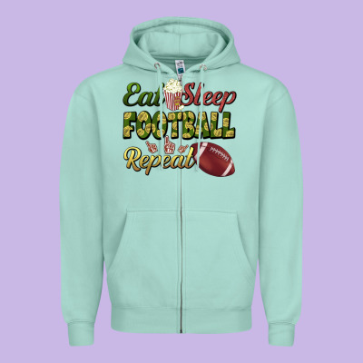 Eat Sleep Football Repeat Zipper Hoodie Designed By Bundleandbundleshop