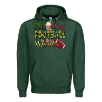 Sports Green eat sleep football repeat Zipper Hoodie - BundleAndBundleShop