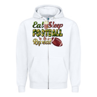 White eat sleep football repeat Zipper Hoodie - BundleAndBundleShop