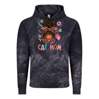 Cloud Black Afro Messy Bun Cat Mom Vintage Hoodie - texasbilliewilder