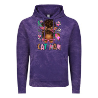 Cloud Purple Afro Messy Bun Cat Mom Vintage Hoodie - texasbilliewilder
