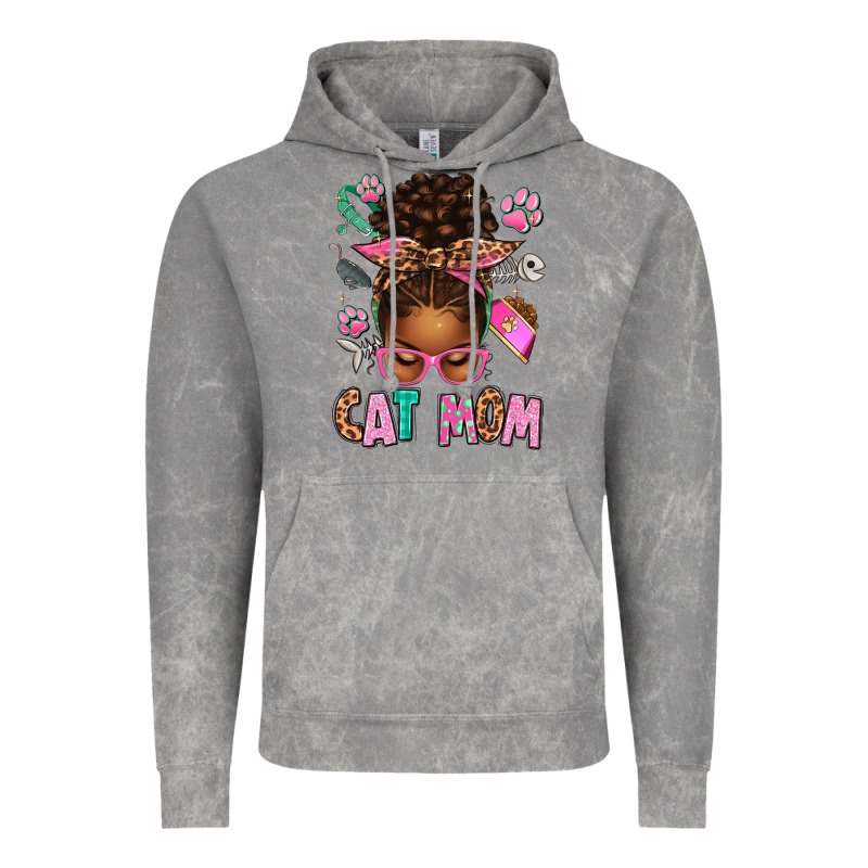 Afro Messy Bun Cat Mom Vintage Hoodie by texasbilliewilder | Teevron