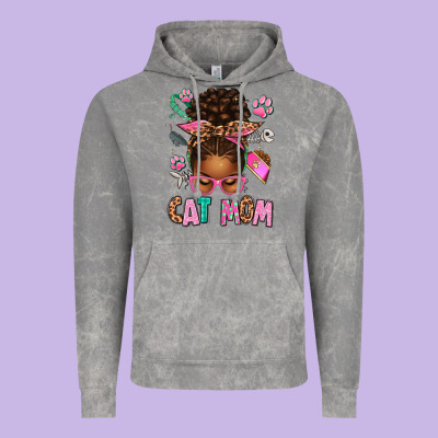 Afro Messy Bun Cat Mom Vintage Hoodie Designed By Texasbilliewilder
