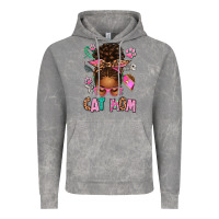 Cloud Rock Afro Messy Bun Cat Mom Vintage Hoodie - texasbilliewilder