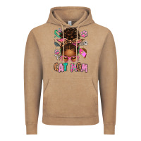 Vintage Coffee Afro Messy Bun Cat Mom Vintage Hoodie - texasbilliewilder