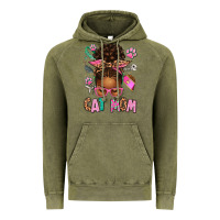 Vintage Olive Afro Messy Bun Cat Mom Vintage Hoodie - texasbilliewilder