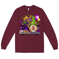 Burgundy Mardi Gras gnome on the truck Long Sleeve Tee - HowdyJamesFarm