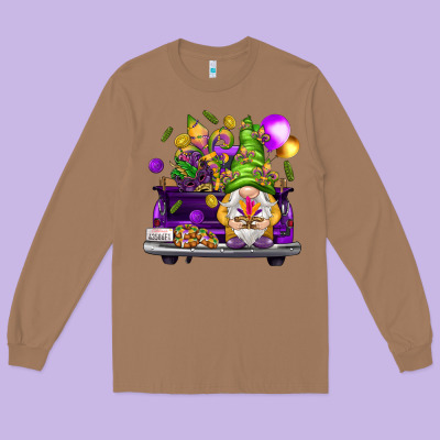 Mardi Gras Gnome On The Truck Long Sleeve Tee Designed By Howdyjamesfarm