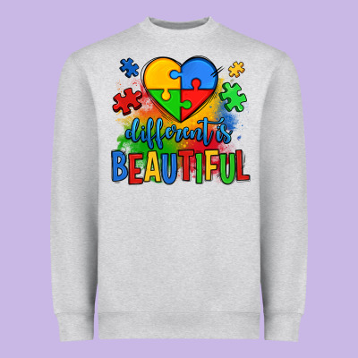 Different Is Beautiful Autism Heavyweight Sweatshirt Designed By Oliviacreatesart