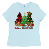 Baby Blue Feliz Navidad Ladies Tee - NancyCooperArtShop