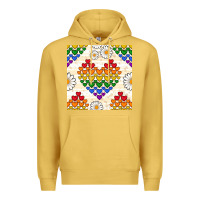 Antique Gold Pride lgbtq hearts and daisy seamless pattern Premium Hoodie - BundleAndBundleShop