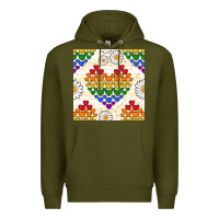 Army Green Pride lgbtq hearts and daisy seamless pattern Premium Hoodie - BundleAndBundleShop