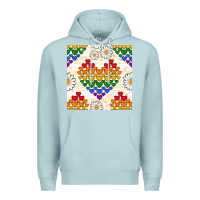 Blue Mist Pride lgbtq hearts and daisy seamless pattern Premium Hoodie - BundleAndBundleShop