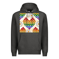 Charcoal Heather Pride lgbtq hearts and daisy seamless pattern Premium Hoodie - BundleAndBundleShop