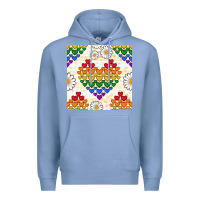 Colony Blue Pride lgbtq hearts and daisy seamless pattern Premium Hoodie - BundleAndBundleShop