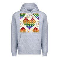 Heather Grey Pride lgbtq hearts and daisy seamless pattern Premium Hoodie - BundleAndBundleShop
