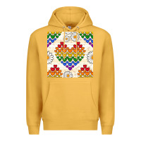 Mustard Pride lgbtq hearts and daisy seamless pattern Premium Hoodie - BundleAndBundleShop