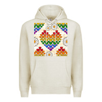 Oatmeal Heather Pride lgbtq hearts and daisy seamless pattern Premium Hoodie - BundleAndBundleShop