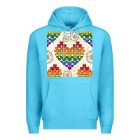 Ocean Blue Pride lgbtq hearts and daisy seamless pattern Premium Hoodie - BundleAndBundleShop