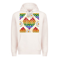 Pale Pink Pride lgbtq hearts and daisy seamless pattern Premium Hoodie - BundleAndBundleShop