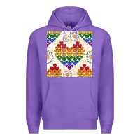 Purple Pride lgbtq hearts and daisy seamless pattern Premium Hoodie - BundleAndBundleShop