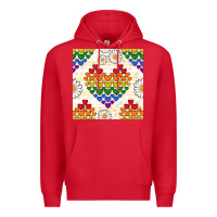 Red Pride lgbtq hearts and daisy seamless pattern Premium Hoodie - BundleAndBundleShop
